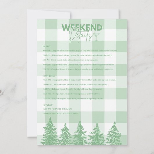 Groene bergen en Martinis Bachelorette Kaart (Achterkant)