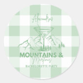 Groene bergen en Martinis Bachelorette Ronde Sticker (Voorkant)