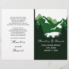 Groene bergen en naaldgevouwen trouwprogramma