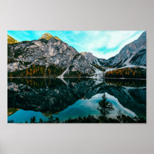 Groene bergen Foto Lake Spring Mountain 4k Wallp Poster