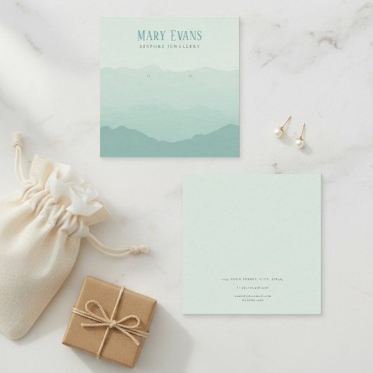 Groene bergen oorbel vierkante display kaart vierkante visitekaartje