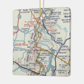 Groene bergen Vermont Retro-kaart Keramisch Ornament (Links)