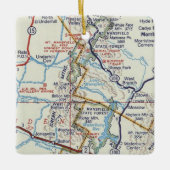 Groene bergen Vermont Retro-kaart Keramisch Ornament (Voorkant)