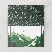 Groene bergen winter bruiloft gevouwen escort plaatskaartje (Buitenkant ongevouwen)