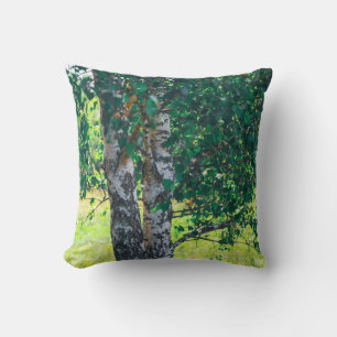 Groene berkblad natuur kussen