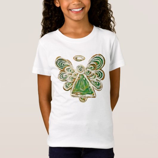 Groene Beschermengel Kunst Douane Vakantie Shirt (Voorkant)