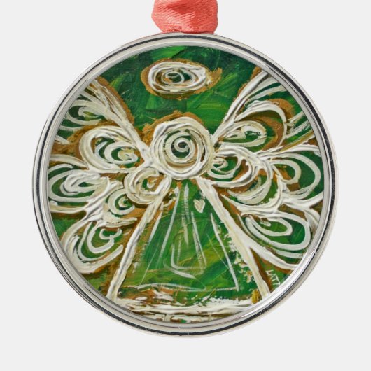 Groene Beschermengel Kunst Vakantie Ornament (Voorkant)