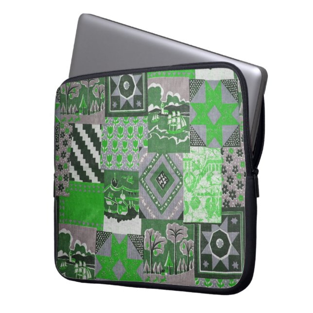 Groene beschermhoes voor laptop sleeve (Voorkant Links)
