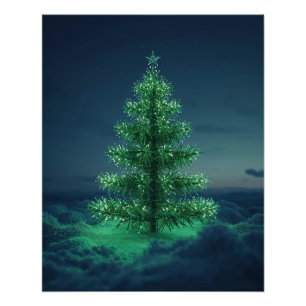 Groene Besneeuwde Kerstboom Poster
