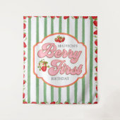 Groene bessen eerste aardbeien verjaardag achtergr wandkleed (Voorkant)