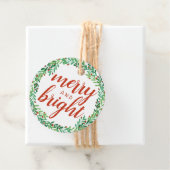 Groene bessen krans Vrolijk & Helder Kerstmis Bedankjes Labels (In situ)