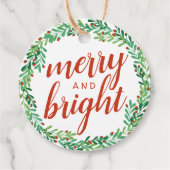 Groene bessen krans Vrolijk & Helder Kerstmis Bedankjes Labels (Voorkant)