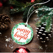 Groene bessen krans Vrolijk & Helder Kerstmis Bedankjes Labels