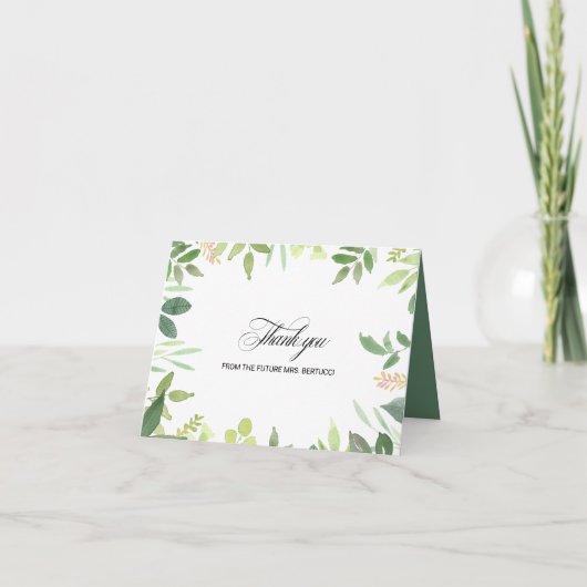 Groene Bestemming Bruidsdouche Dankkaart Bedankkaart (Voorkant)