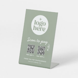 Groene betaallogo QR-code scannen om te betalen Reclamebord Met Voetstuk