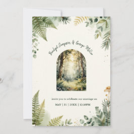 groene betoverde bos waterverf boho bruiloft kaart