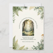 groene betoverde bos waterverf boho bruiloft kaart (Achterkant)
