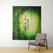 Groene betoverde bosbomen woud feest achtergrond wandkleed (In situ)