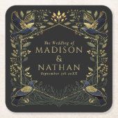 Groene betoverde Gotische Raven Bloemenbruiloft Kartonnen Onderzetters (Voorkant)