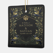 Groene betoverde Gotische Raven Bloemenbruiloft Keramisch Ornament (Links)