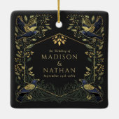 Groene betoverde Gotische Raven Bloemenbruiloft Keramisch Ornament (Achterkant)