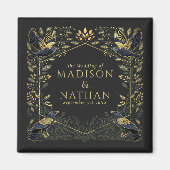 Groene betoverde Gotische Raven Bloemenbruiloft Magneet (Voorkant)