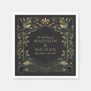 Groene betoverde Gotische Raven Bloemenbruiloft Servet