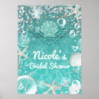 Groene betoverde zeester & bellen banner poster