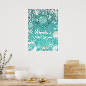 Groene betoverde zeester & bellen banner poster (Keuken)