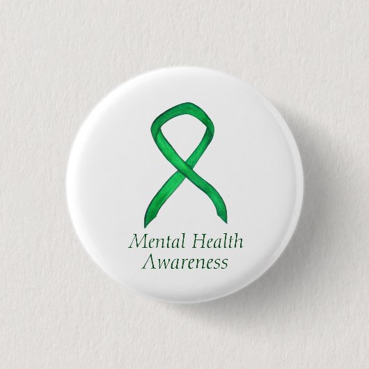 Groene bewustmaking voor geestelijke gezondheid ronde button 3,2 cm (Voorkant)