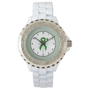 Groene bewustmakingslint met vlinder horloge