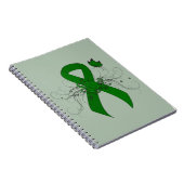Groene bewustmakingslint met vlinder notitieboek (Rechterzijde)