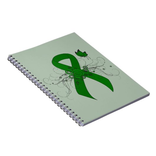 Groene bewustmakingslint met vlinder notitieboek (Rechterzijde)