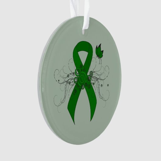 Groene bewustmakingslint met vlinder ornament (voorkant)