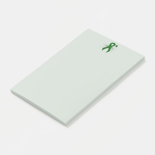 Groene bewustmakingslint met vlinder post-it® notes (Schuin)