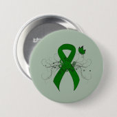 Groene bewustmakingslint met vlinder ronde button 7,6 cm (Voorkant /achterkant)