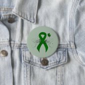 Groene bewustmakingslint met vlinder ronde button 7,6 cm (In situ)