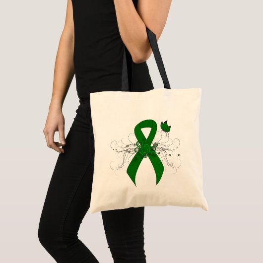 Groene bewustmakingslint met vlinder tote bag (Voorkant (product))