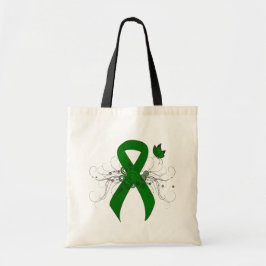 Groene bewustmakingslint met vlinder tote bag