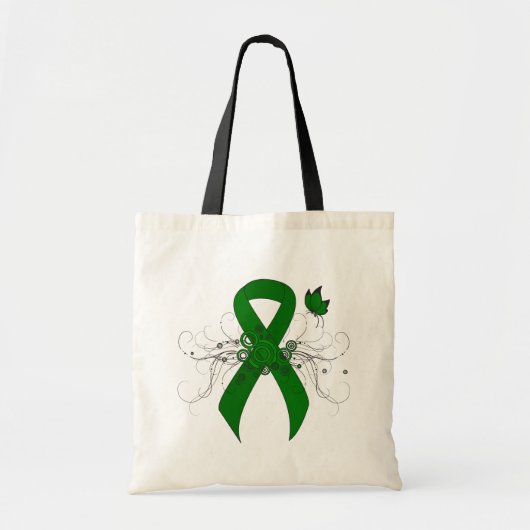 Groene bewustmakingslint met vlinder tote bag (Voorkant)