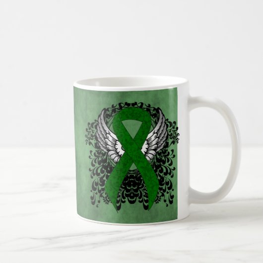 Groene Bewustmakingslint met Wings Koffiemok (Rechts)