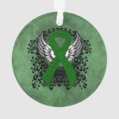 Groene Bewustmakingslint met Wings Ornament (achterkant)
