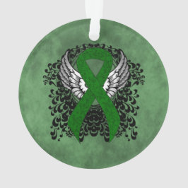 Groene Bewustmakingslint met Wings Ornament