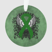Groene Bewustmakingslint met Wings Ornament (voorkant)