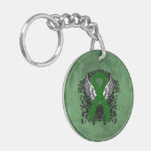 Groene Bewustmakingslint met Wings Sleutelhanger (Voorkant Links)