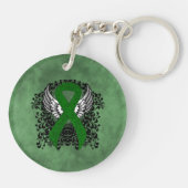 Groene Bewustmakingslint met Wings Sleutelhanger (Achterkant)