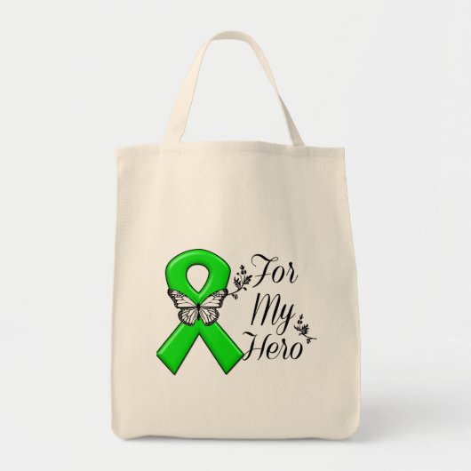 Groene bewustmakingslint voor mijn heldhaftige tote bag (Voorkant)