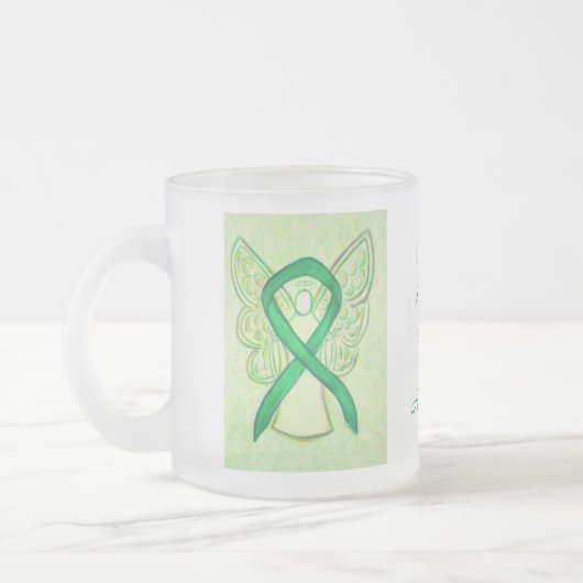 Groene bewustzijn bij bijnierkanker Ribbon Angel M Matglas Koffiemok (Links)