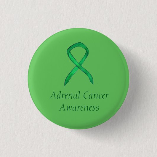 Groene bewustzijn bij bijnierkanker ronde button 3,2 cm (Voorkant)