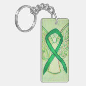 Groene bewustzijn Ribbon Angel - sleutelketen Sleutelhanger (Voorkant Links)